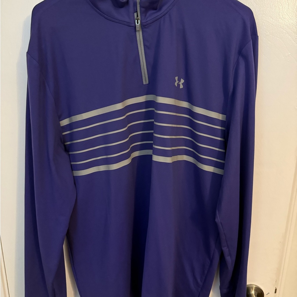 Under Armour Quarter-Zip Pullover | Size LG | Grey Stripes